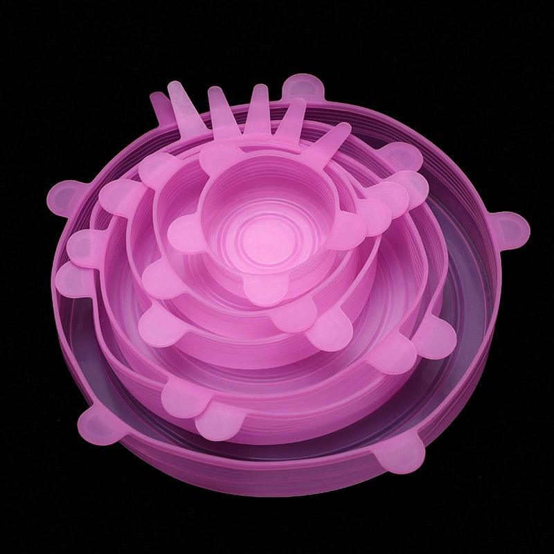 WORTHBUY 6 Pcs/Set Food Silicone Cover Cap Universal Silicone Lids For Cookware Bowl Reusable Stretch Lids Kitchen Accessories - ItemBear.com