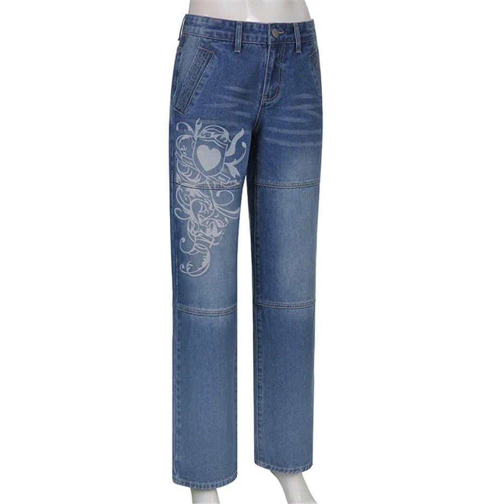 Y2K Streetwear Graphic Denim Jeans - ItemBear.com